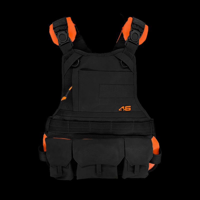 Atlas46 JourneyMesh Chest Rig with Cargo Pockets, Black/Orange A46-12-00017-1193-00