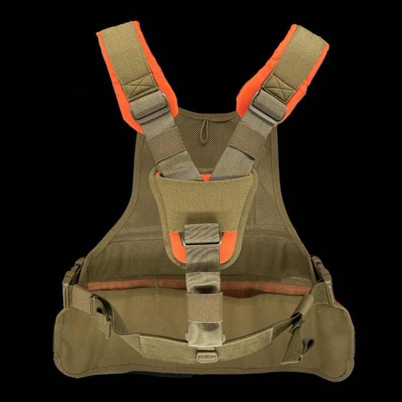 Atlas46 JourneyMesh Chest Rig with Cargo Pockets, Black/Orange A46-12-00017-1193-00