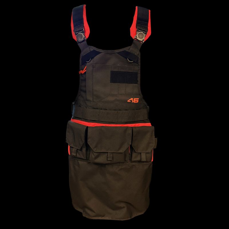 Atlas46 Workshop Apron with Cargo Pockets, Black/Orange A46-12-00028-1193-00