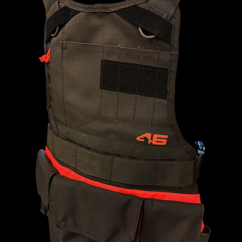 Atlas46 Workshop Apron with Cargo Pockets, Black/Orange A46-12-00028-1193-00