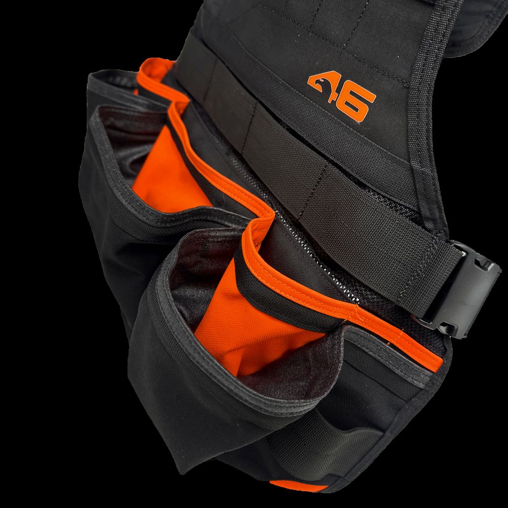 Atlas46 JourneyMesh Open Pocket Chest Rig V3, Black/Orange A46-12-00029-9193-00