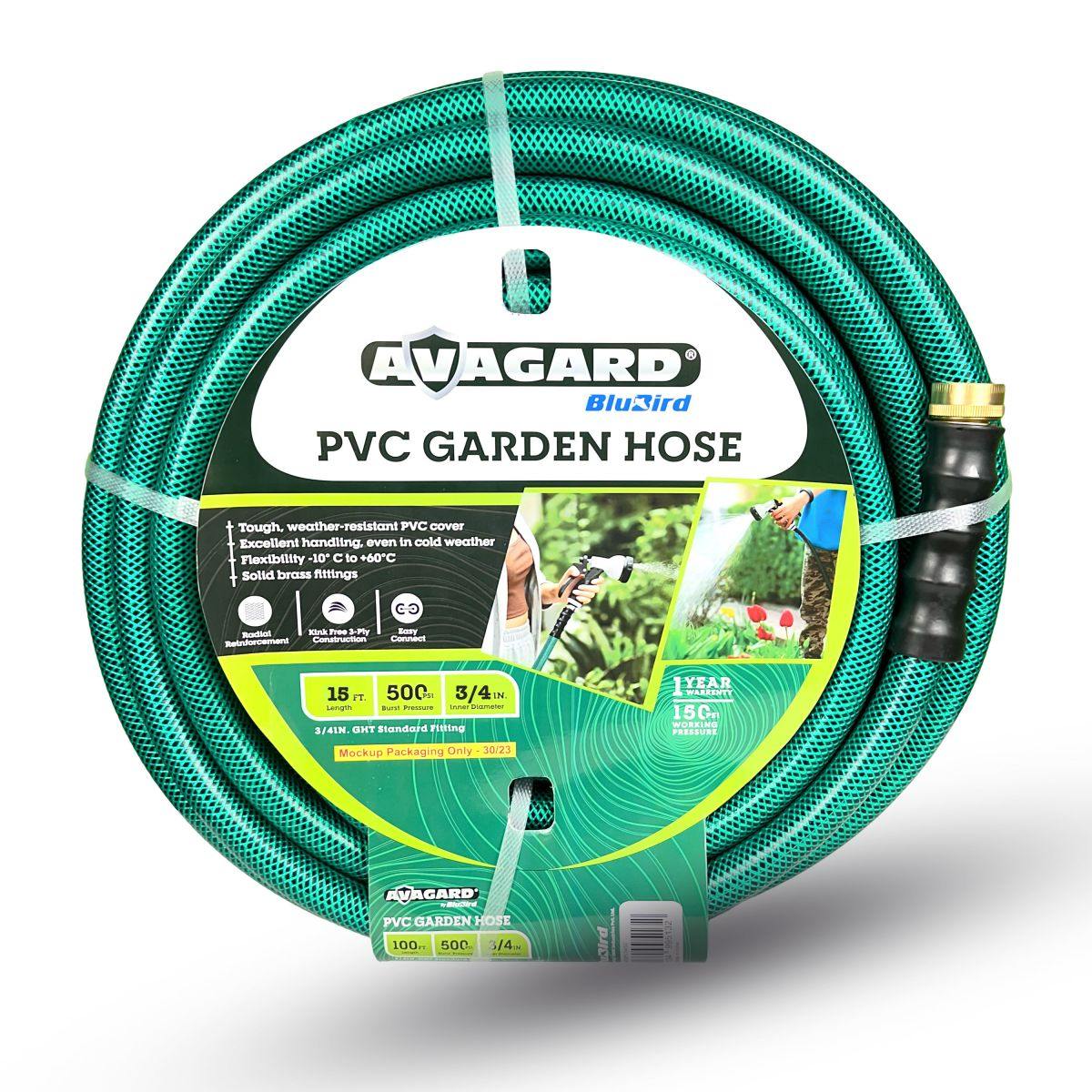 Avagard 3/4" X 15' PVC Water Hose Assembly 3/4" Male and Female GHT Fittings
