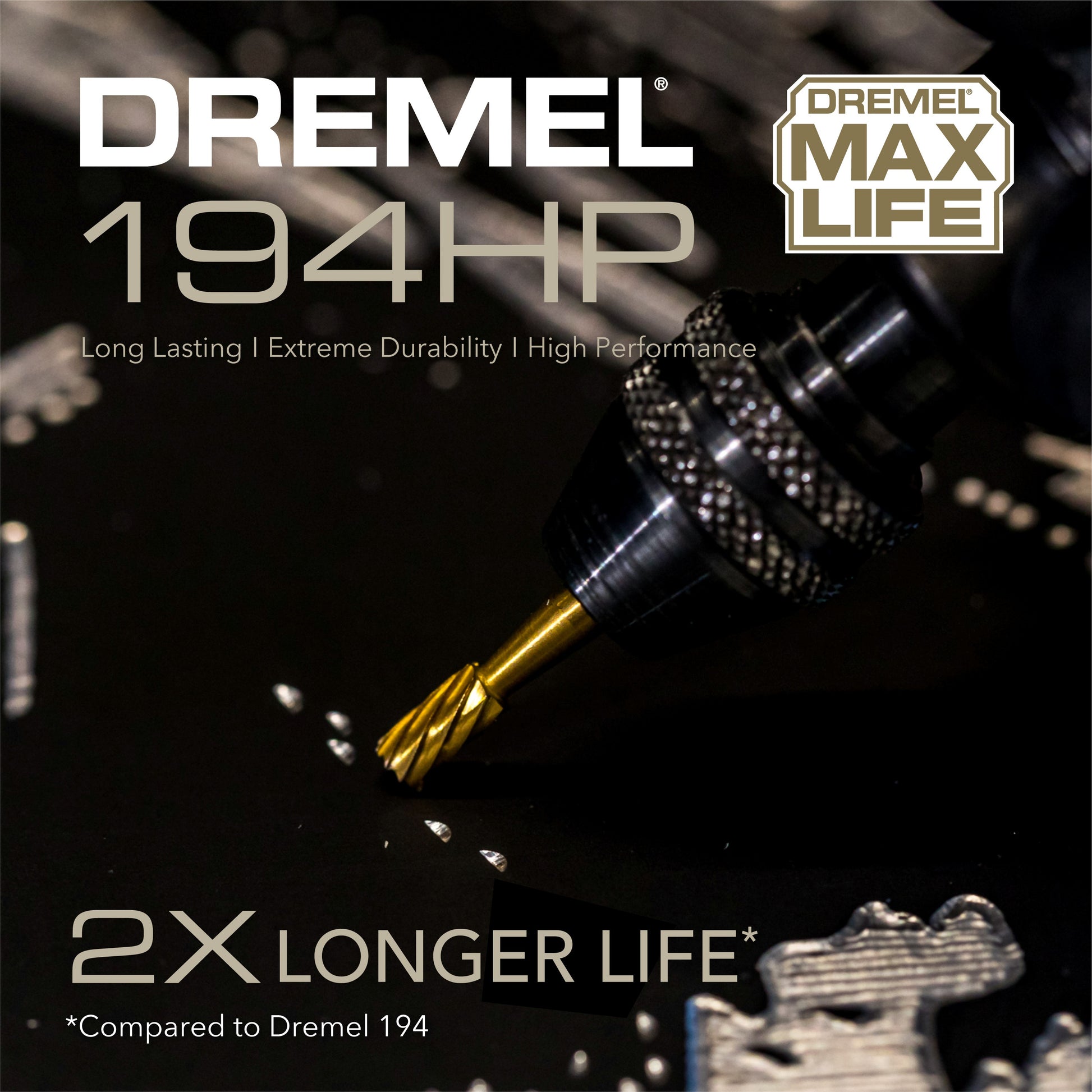 Dremel 1/8 in. Cylinder Shape High Performance Rotary Carving Bit, 2-Pack 194HP