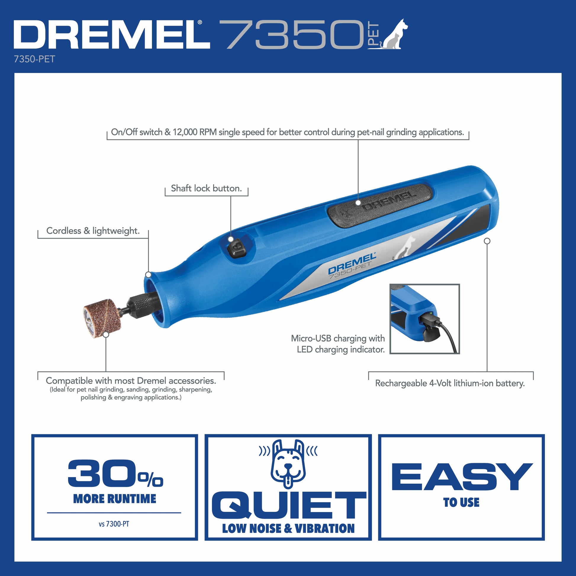 Dremel 4-Volt Pet Grooming Cordless Rotary Tool Kit 7350-PET