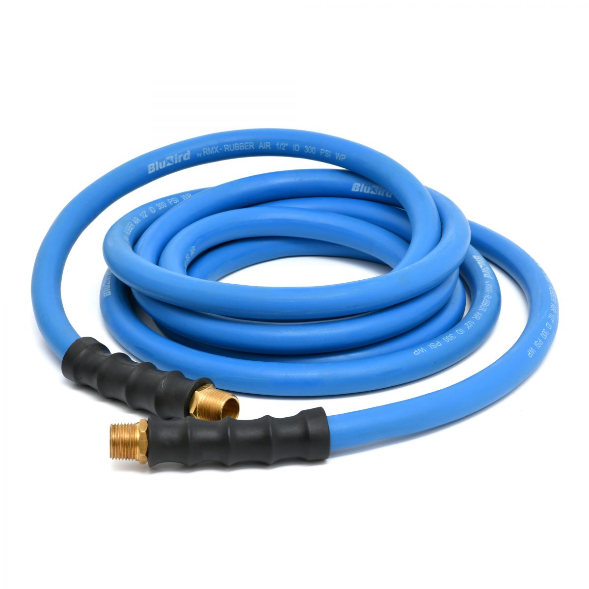 Blubird 1/2" X 15' Rubber Air Hose Assembly 1/2" Male-NPT, 2-Pack BB1215-2PK