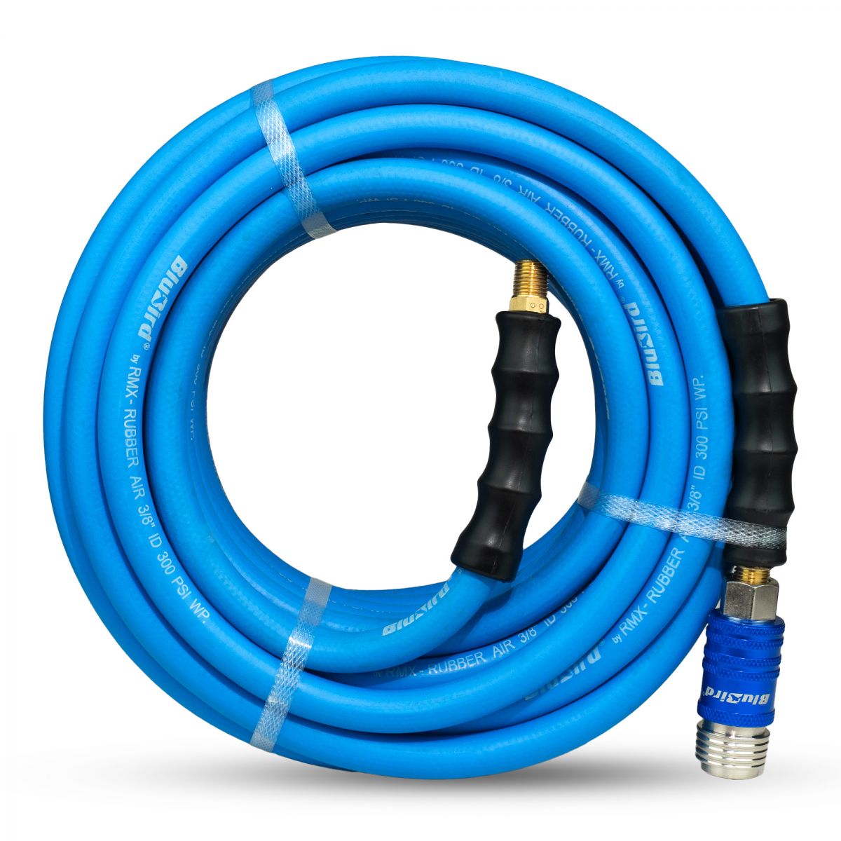 Blubird 3/8" X 50' Rubber Air Hose Assembly 3/8" Male-NPT with Universal 5 in 1 Coupler BB3850-5CP