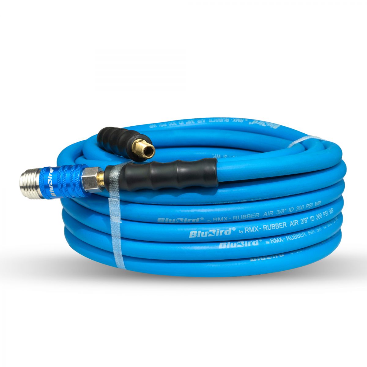 Blubird 3/8" X 50' Rubber Air Hose Assembly 3/8" Male-NPT with Universal 5 in 1 Coupler BB3850-5CP