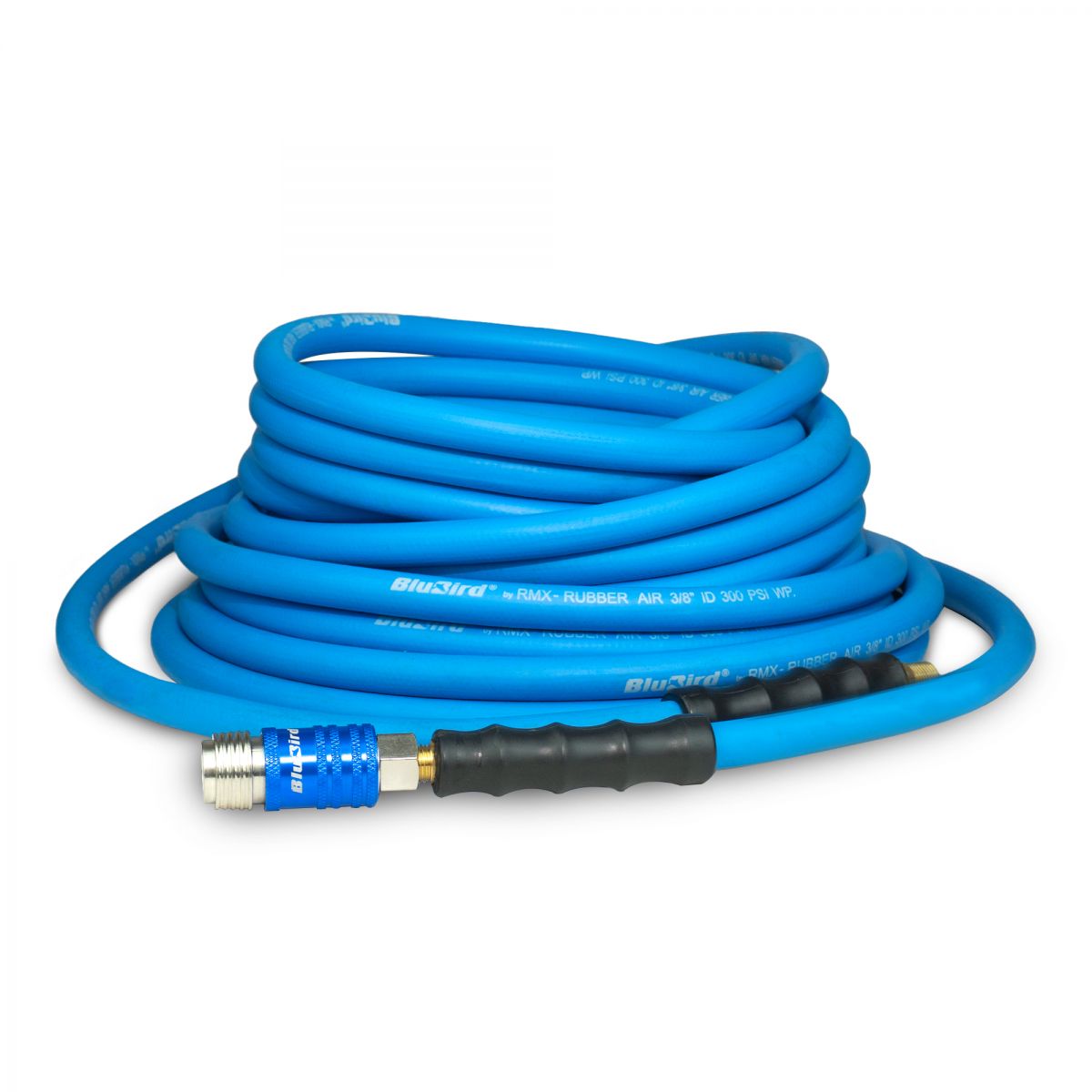 Blubird 3/8" X 50' Rubber Air Hose Assembly 3/8" Male-NPT with Universal 5 in 1 Coupler BB3850-5CP