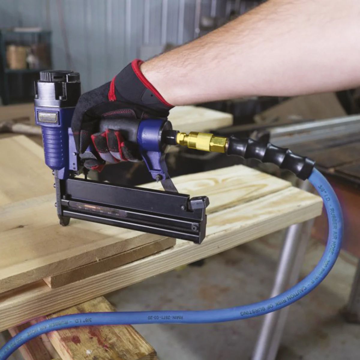 Blubird 3/8" X 50' Rubber Air Hose Assembly 3/8" Male-NPT w/ 10 Pc Brass Accessory Kit BB3850KIT-10