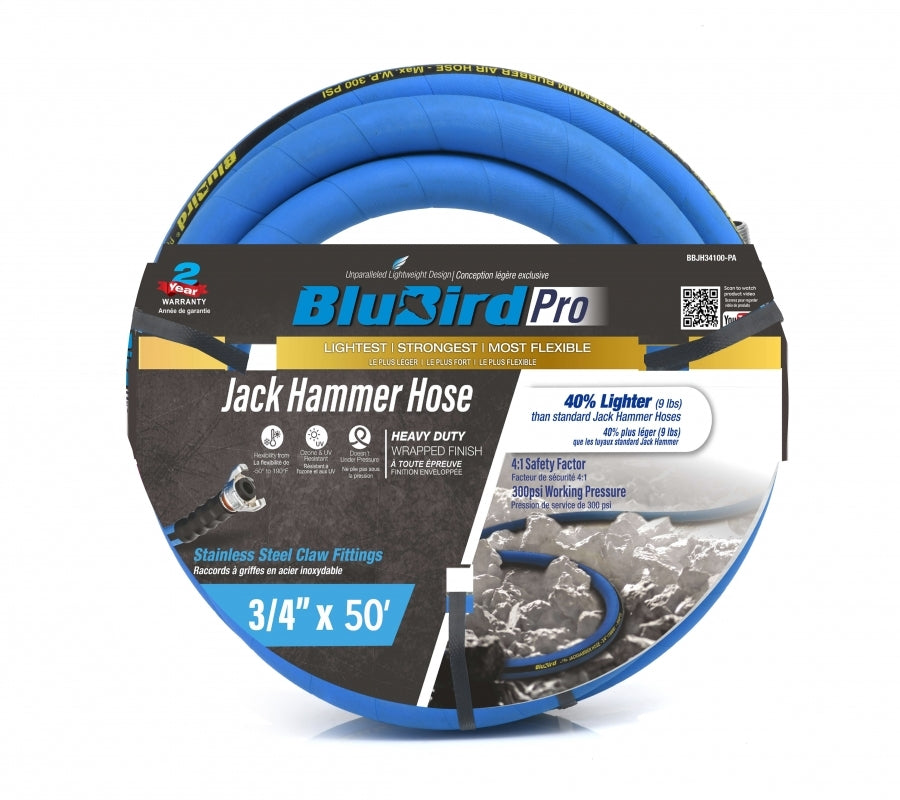 3/4" X 50' Pro Rubber Jack Hammer Air Hose Assembly