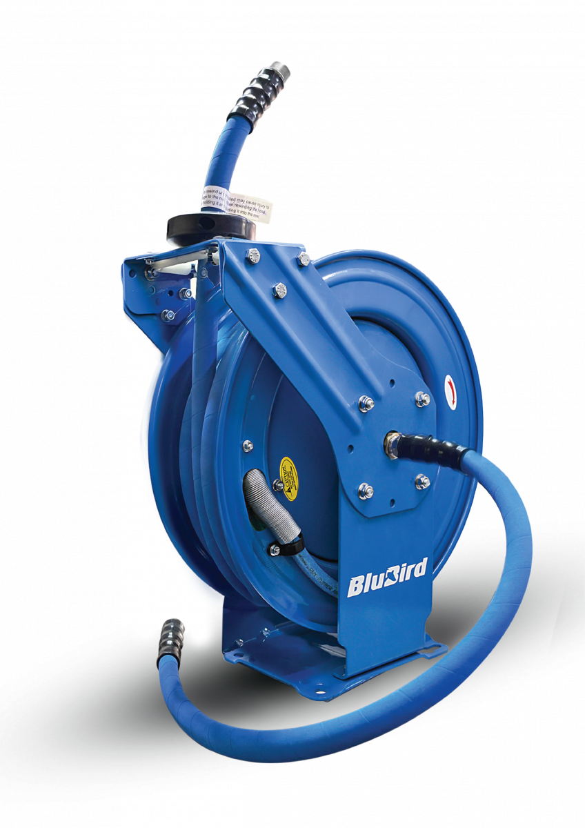 Blubird 3/4" X 50' Air Hose Dual Arm XL 18 Gauge Retractable Reel w/ 3' Jumper Hose 3/8" Male-NPT BBRDA3450
