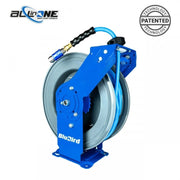 1/2" X 50' Air Hose Dual Arm 18 Gauge Retractable Reel 180 Degree Swivel Bracket w/ 3' Jumper Hose 3/8" Male-NPT and Universal 5 in 1 Coupler