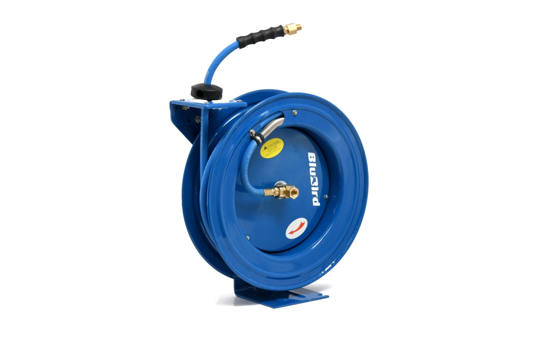 Blubird 3/8" X 75' Air Hose Single Arm 18 Gauge Retractable Reel w/ 3' Jumper Hose 3/8" Male-NPT BBRHD3875