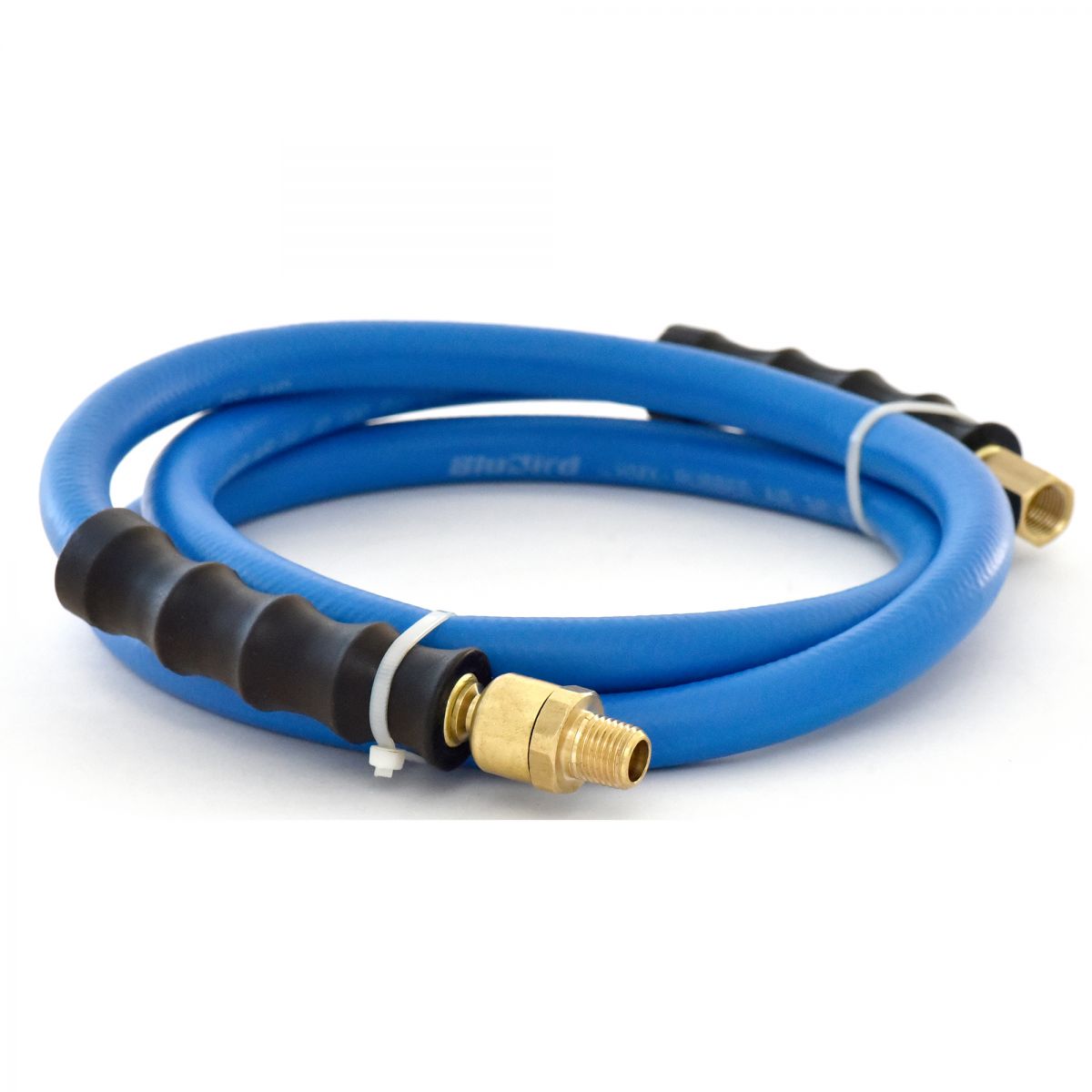 Blubird 3/8" X 5' Rubber Air Hose Whip / Snubber 3/8" Male-NPT, 2-Pack BBSR3805-2PK