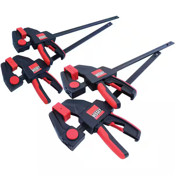Bessey Tools 4-Piece Trigger Clamp Set with (2) EHKM06 and (2) EHKL12 Clamps RES01