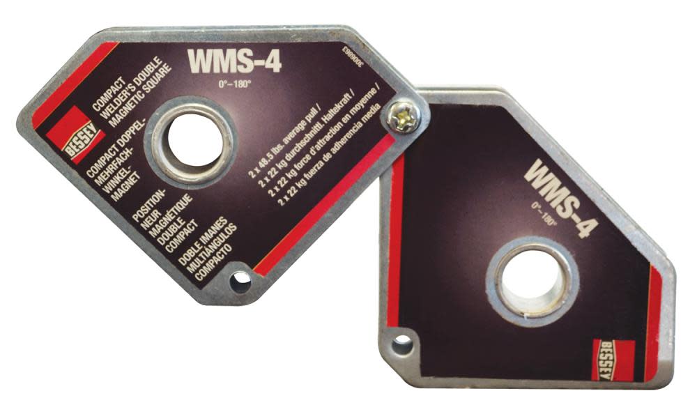 Bessey Tools Double Magnetic Square, 0 to 180 Degree, 2 x 48.5 lbs Pull WMS-4
