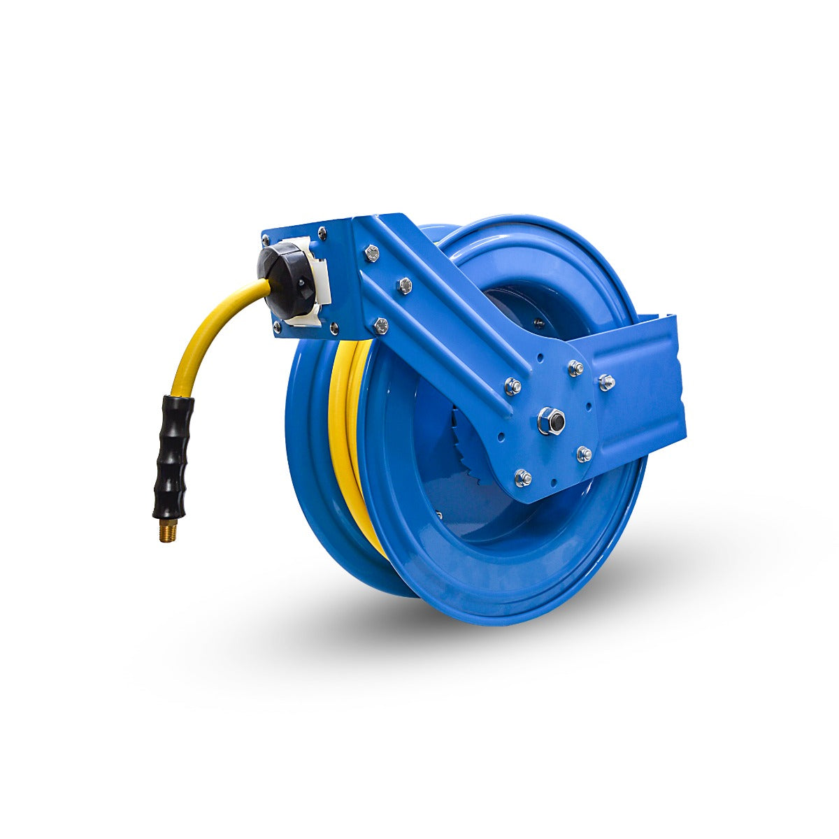 Blubird OilShield 3/8" X 75' Air Hose Single Arm 18 Gauge Retractable Reel w/ 3' Jumper Hose 3/8" Male-NPT OSRHD3875