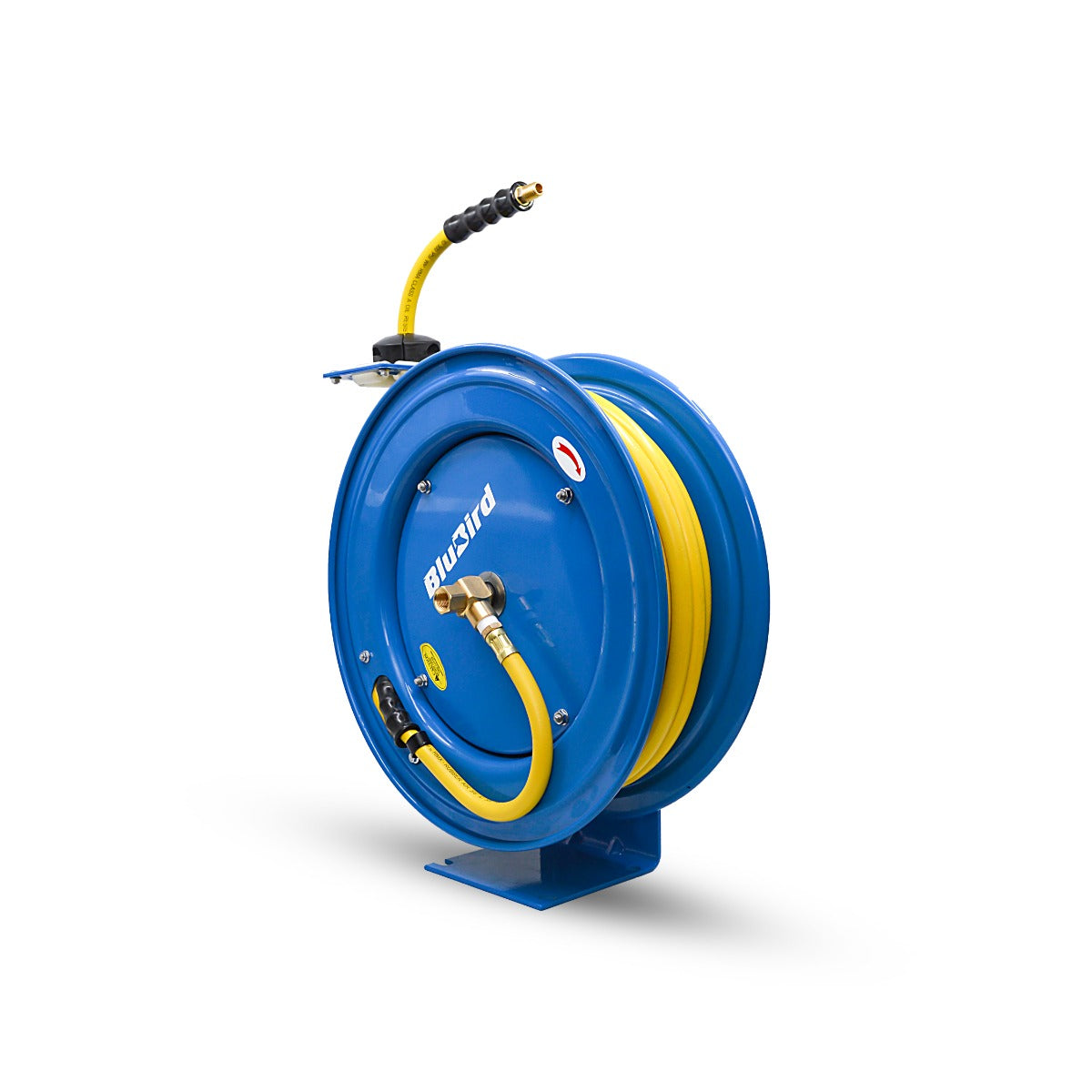 Blubird OilShield 3/8" X 75' Air Hose Single Arm 18 Gauge Retractable Reel w/ 3' Jumper Hose 3/8" Male-NPT OSRHD3875
