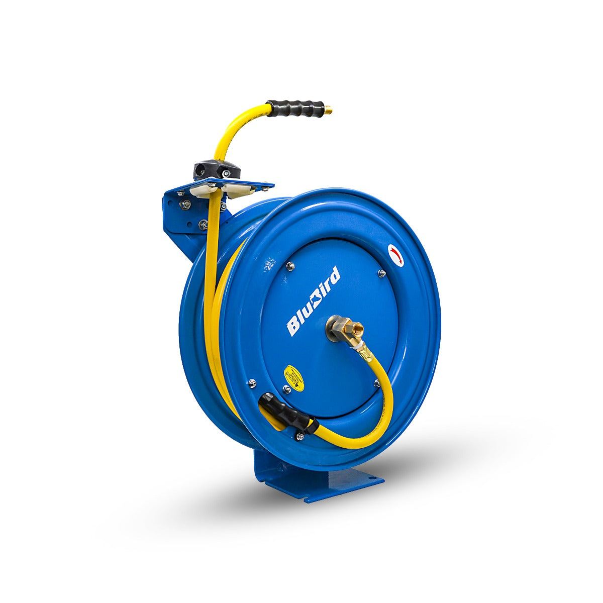 Blubird OilShield 3/8" X 75' Air Hose Single Arm 18 Gauge Retractable Reel w/ 3' Jumper Hose 3/8" Male-NPT OSRHD3875