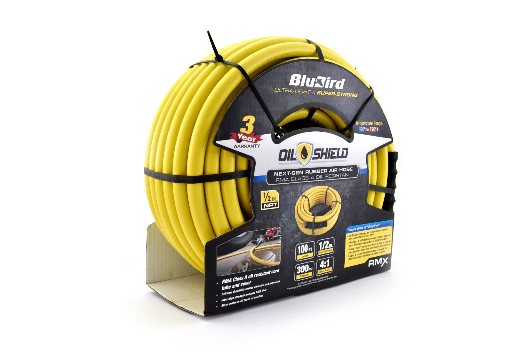 Blubird OilShield 1/2 in. x 100 ft. Rubber Air Hose OS12100