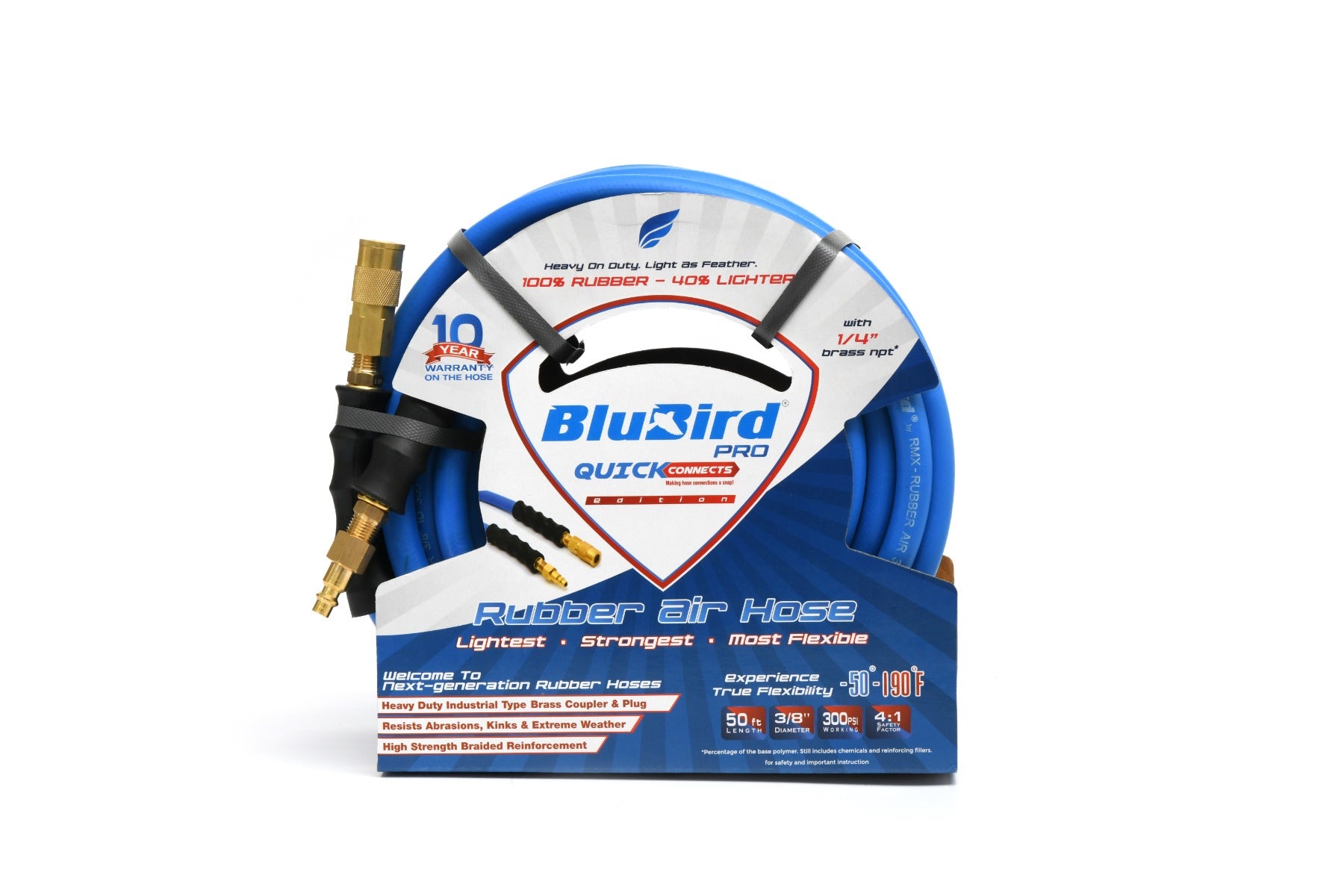 BluBird 3/8 in. x 50 ft. Quick Connect Rubber Air Hose