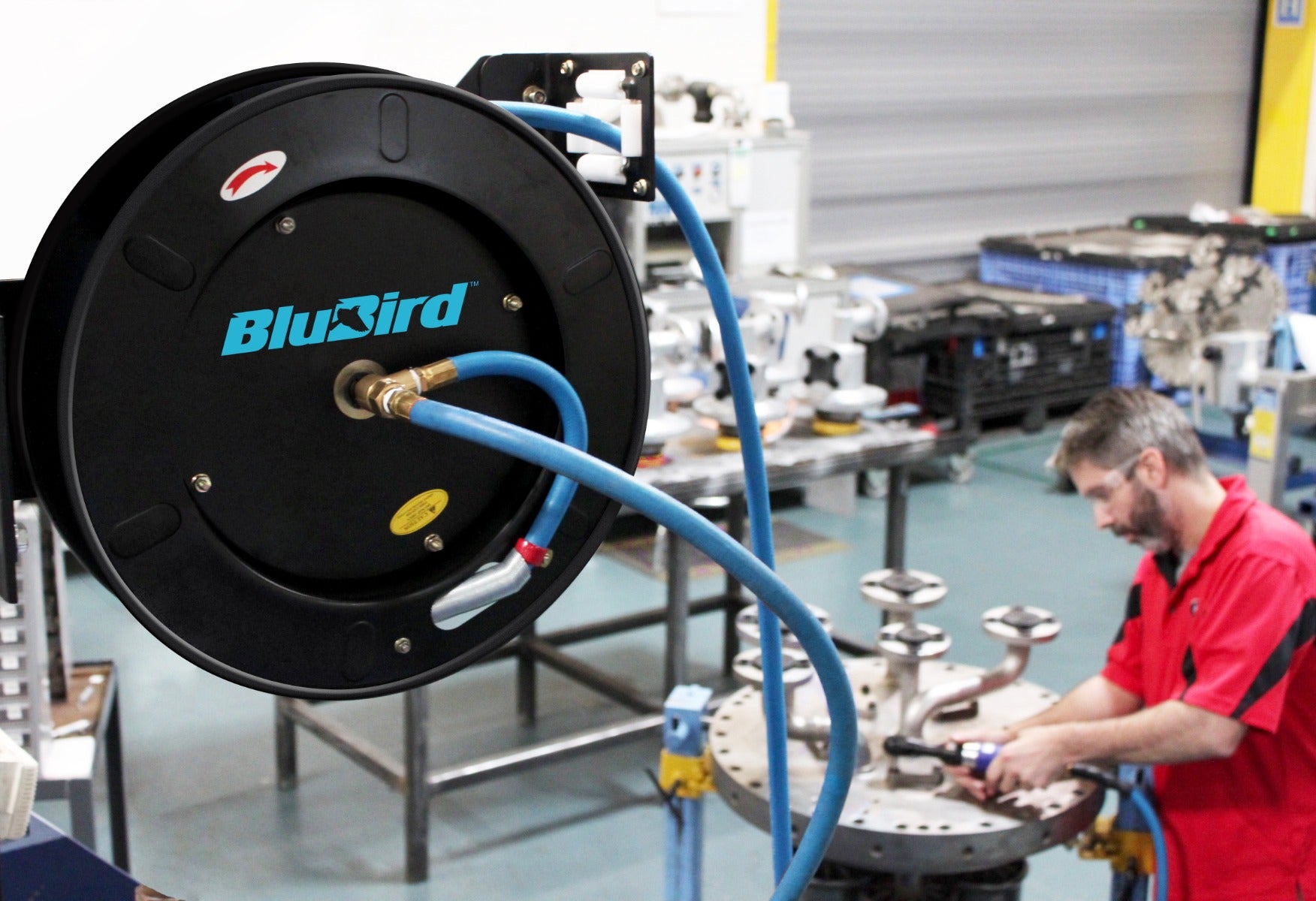 BluBird 1/2 in. x 50 ft. Retractable Rubber Air Hose Reel