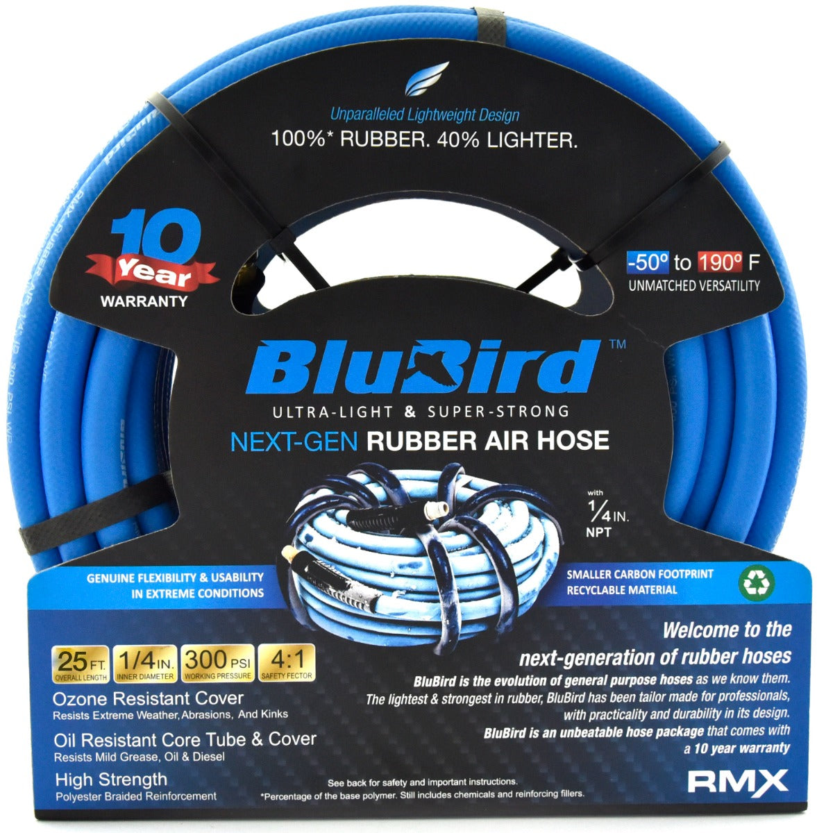 BluBird 1/4 in. x 25 ft. Rubber Air Hose