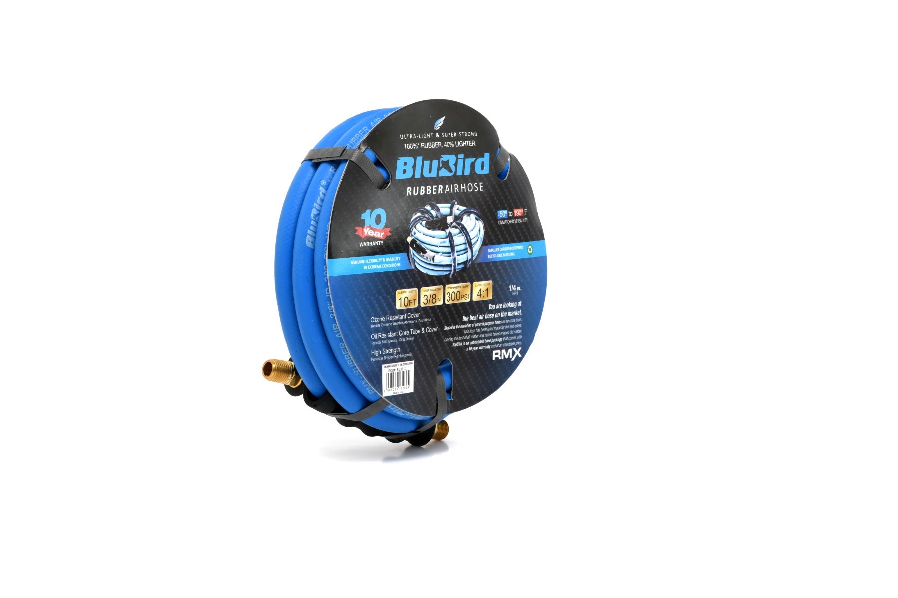 BluBird 3/8 in. x 10 ft. Rubber Air Hose
