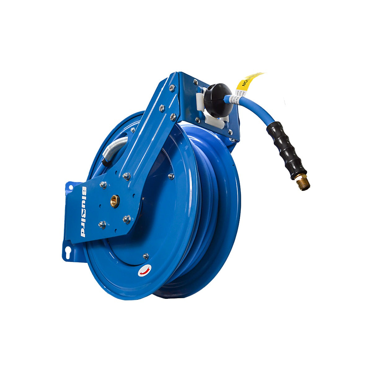 Blubird 3/8" X 50' Air Hose Dual Arm XL 18 Gauge Retractable Reel w/ 3' Jumper Hose 3/8" Male-NPT BBRDA3850