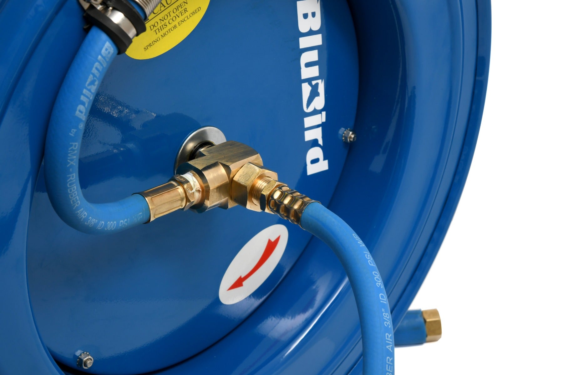 Blubird 3/8" X 75' Air Hose Single Arm 18 Gauge Retractable Reel w/ 3' Jumper Hose 3/8" Male-NPT BBRHD3875