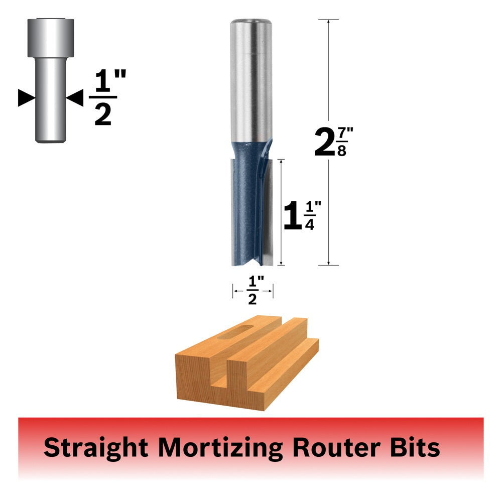 Bosch 1/2 x 1-1/4 in. Carbide Tipped 2-Flute Straight Bit