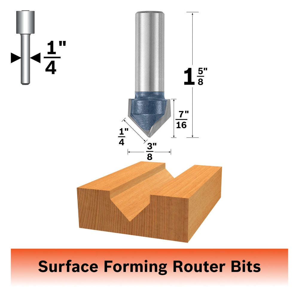 Bosch 3/8 x 7/16" Carbide-Tip V-Groove Router Bit 84300MC