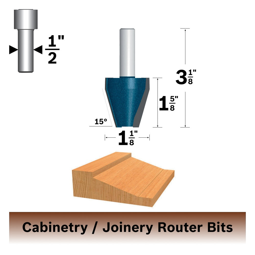 Bosch 1-1/8 x 1-5/8 in. Carbide Tipped Traditional Vertical Raised Panel Bit