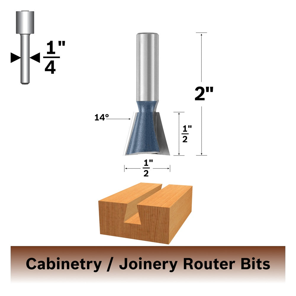 Bosch 14 x 1/2" Carbide Tip Dovetail Bit 84703M