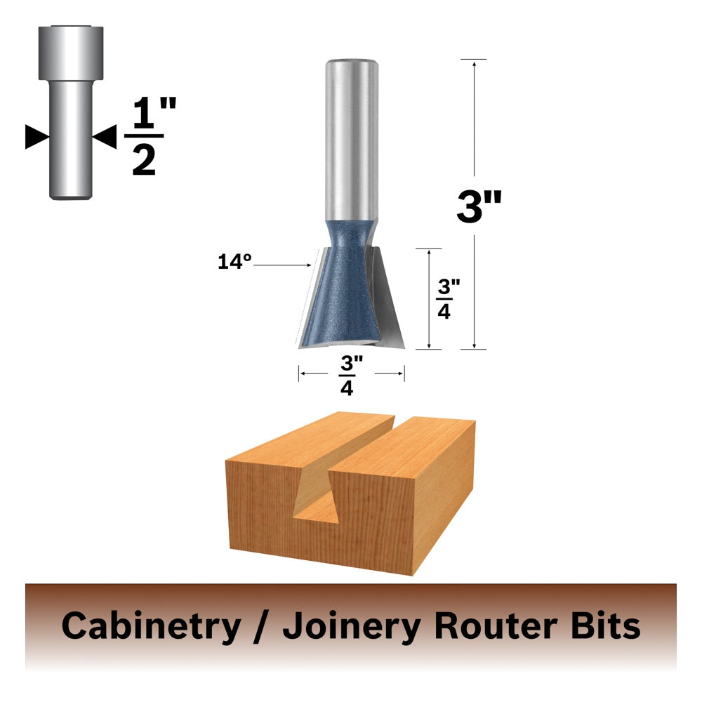 Bosch 14 x 3/4 in. Carbide Tipped Dovetail Bit