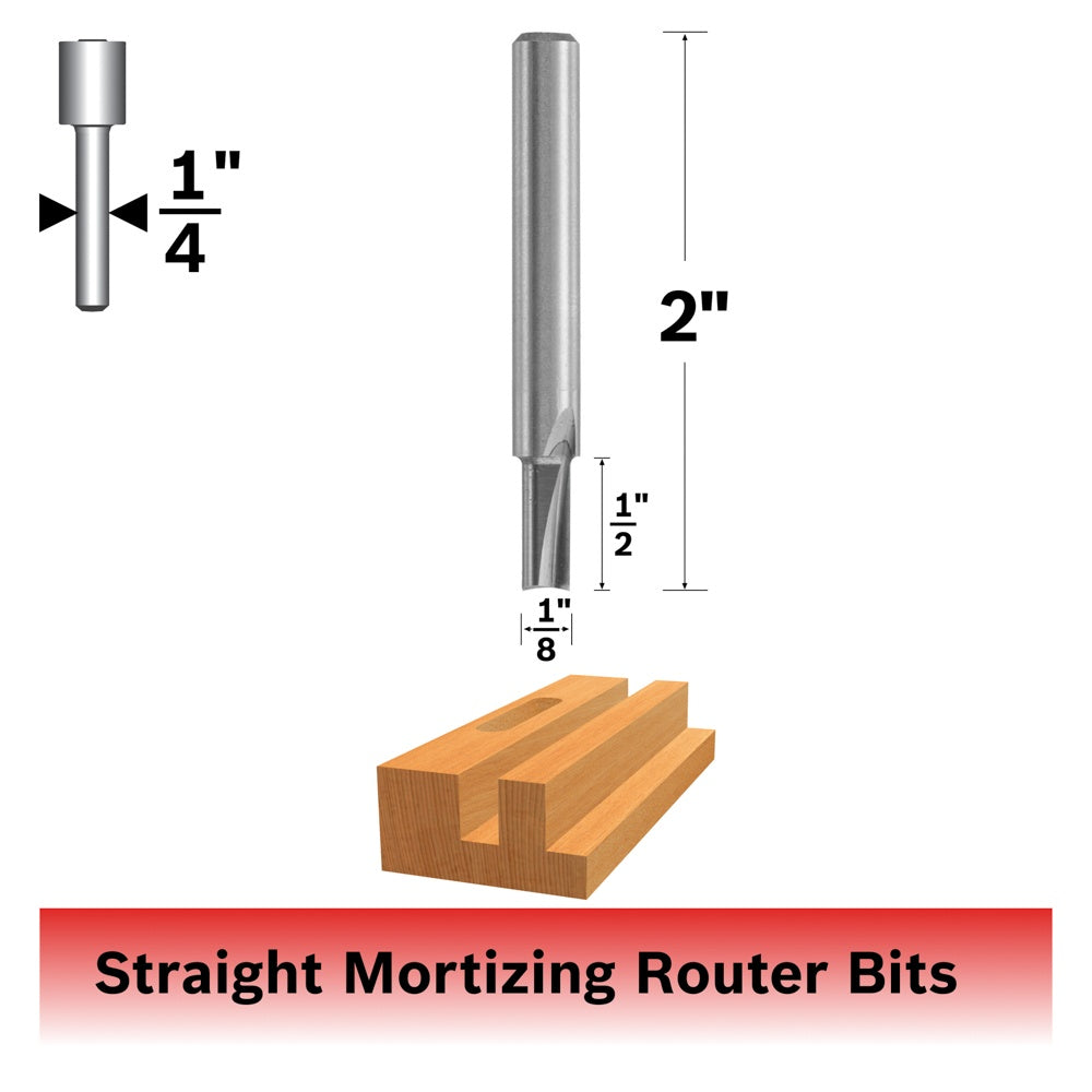 Bosch 1/8 x 1/2" Solid Carbide 2-Flute Straight Bit 85213M