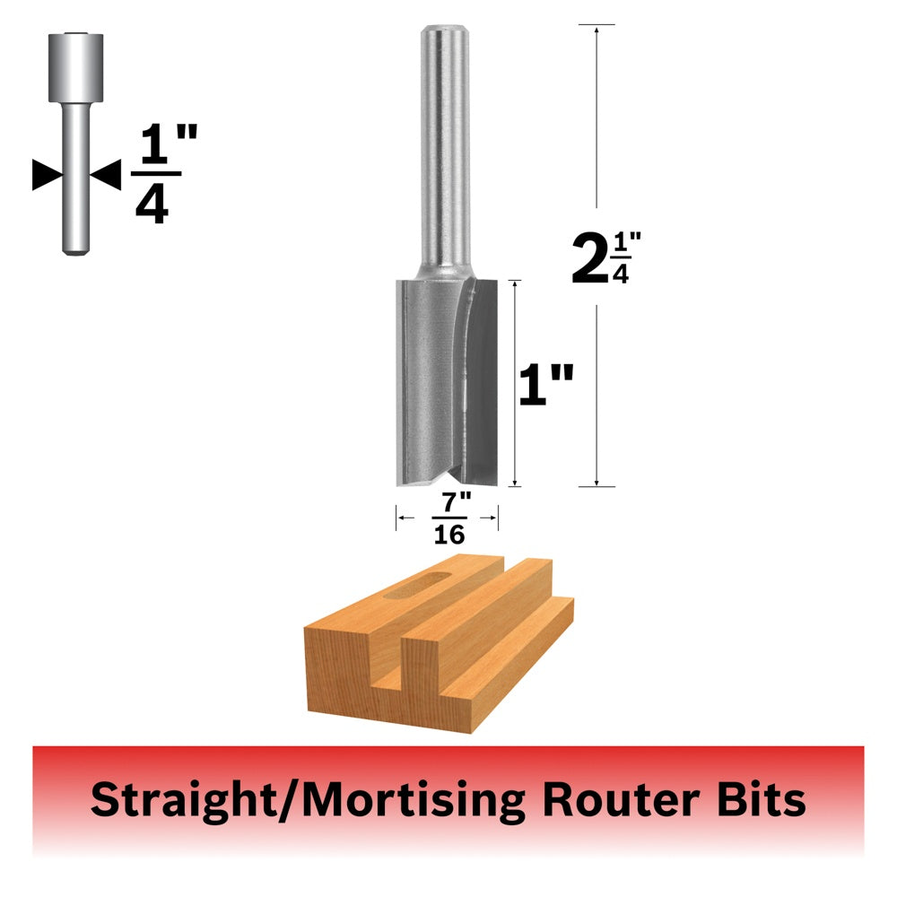 Bosch 7/16 x 1" Carbide Tip 2-Flute Straight Bit 85226M
