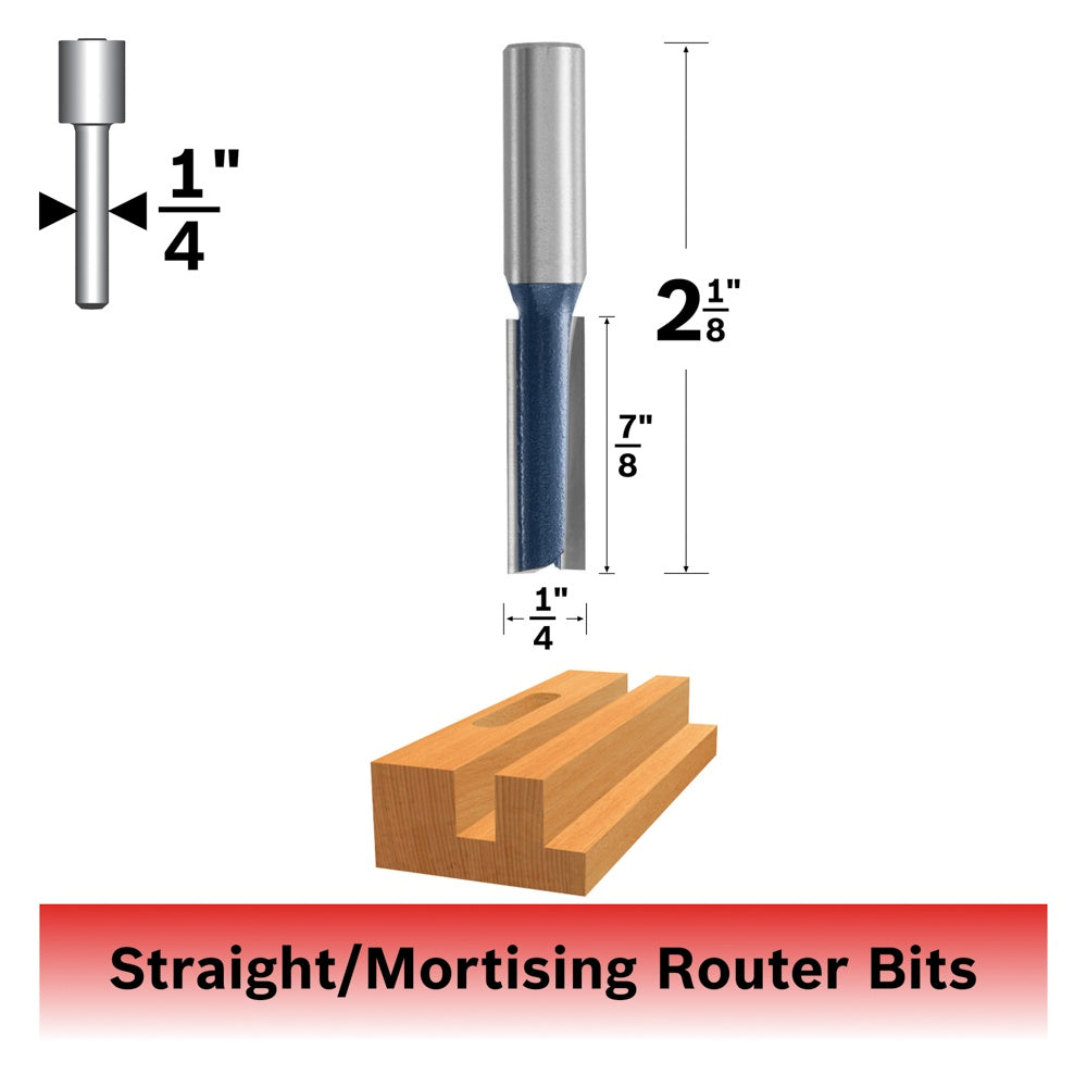 Bosch 1/4 x 7/8" Carbide Tip 2-Flute Straight Bit 85250M
