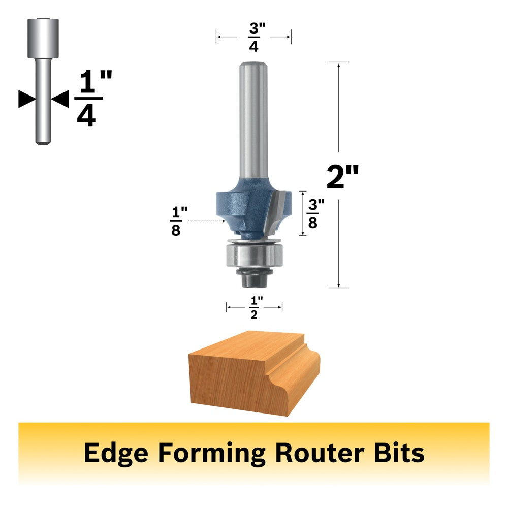 Bosch 1/8 x 3/8 in. Carbide-Tipped Roundover Router Bit
