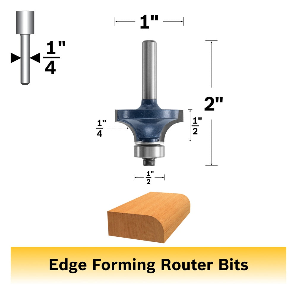 Bosch 1/4 x 1/2" Carbide Tip Roundover Bit 85294M