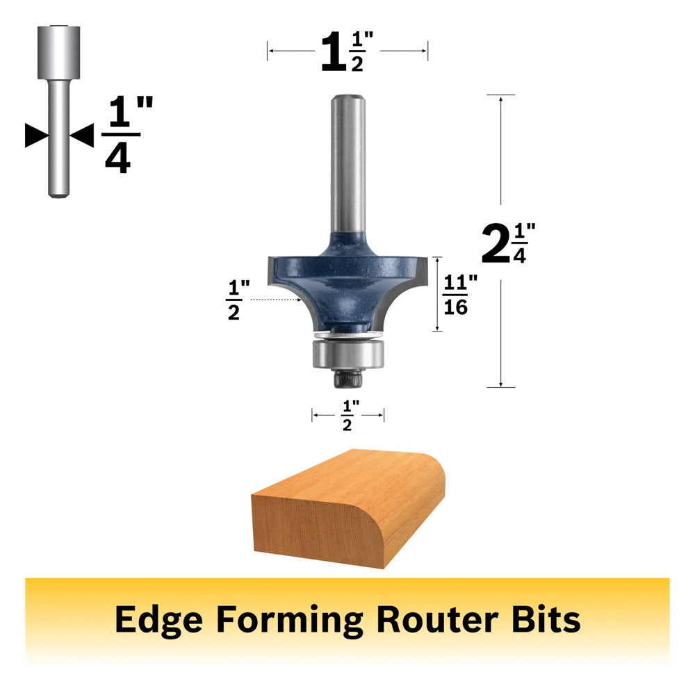 Bosch 1/2 x 11/16" Carbide Tip Roundover Bit 85297M