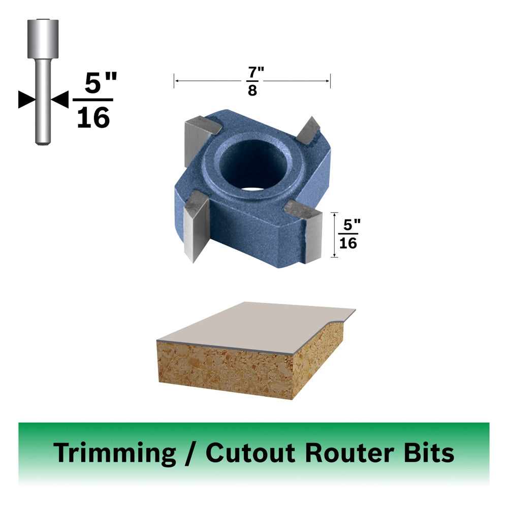 Bosch 7/8 x 5/16 in. Carbide Tipped 4-Flute Flush Trim Replacement Cutter Bit