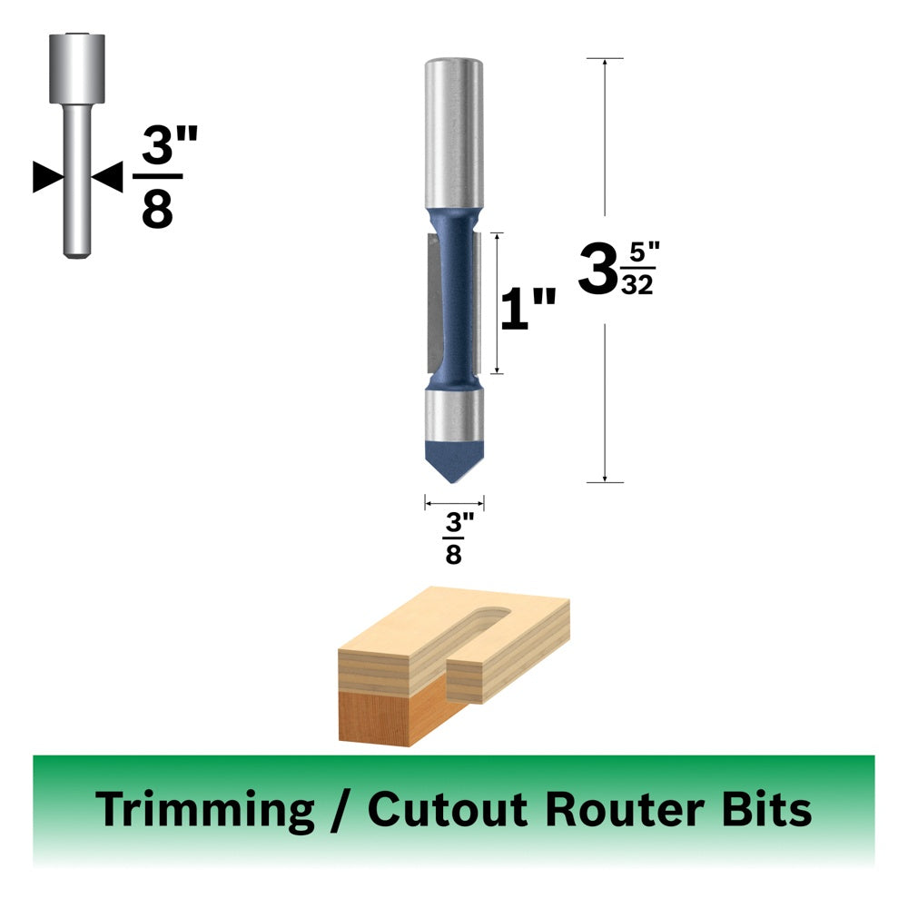 Bosch 3/8 x 1 in. Carbide Tipped 2-Flute Pilot Panel Bit