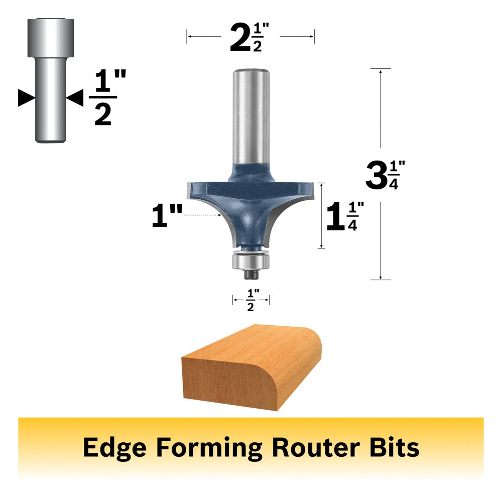 Bosch 1 x 1-1/4" Carbide Tip Roundover Bit 85433M