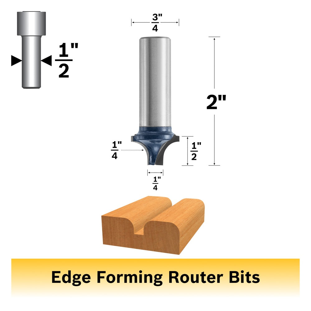 Bosch 1/4 x 1/2" Carbide Tip Plunge Roundover Bit 85471M