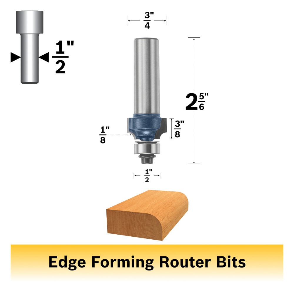 Bosch 1/8 x 3/8" Carbide Tip Roundover Bit 85588M