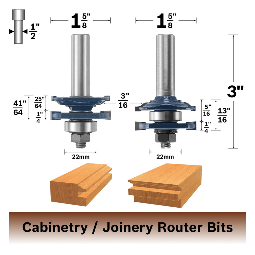 Bosch 2-Piece Carbide-Tippped Ogee Stile and Rail Bit Set