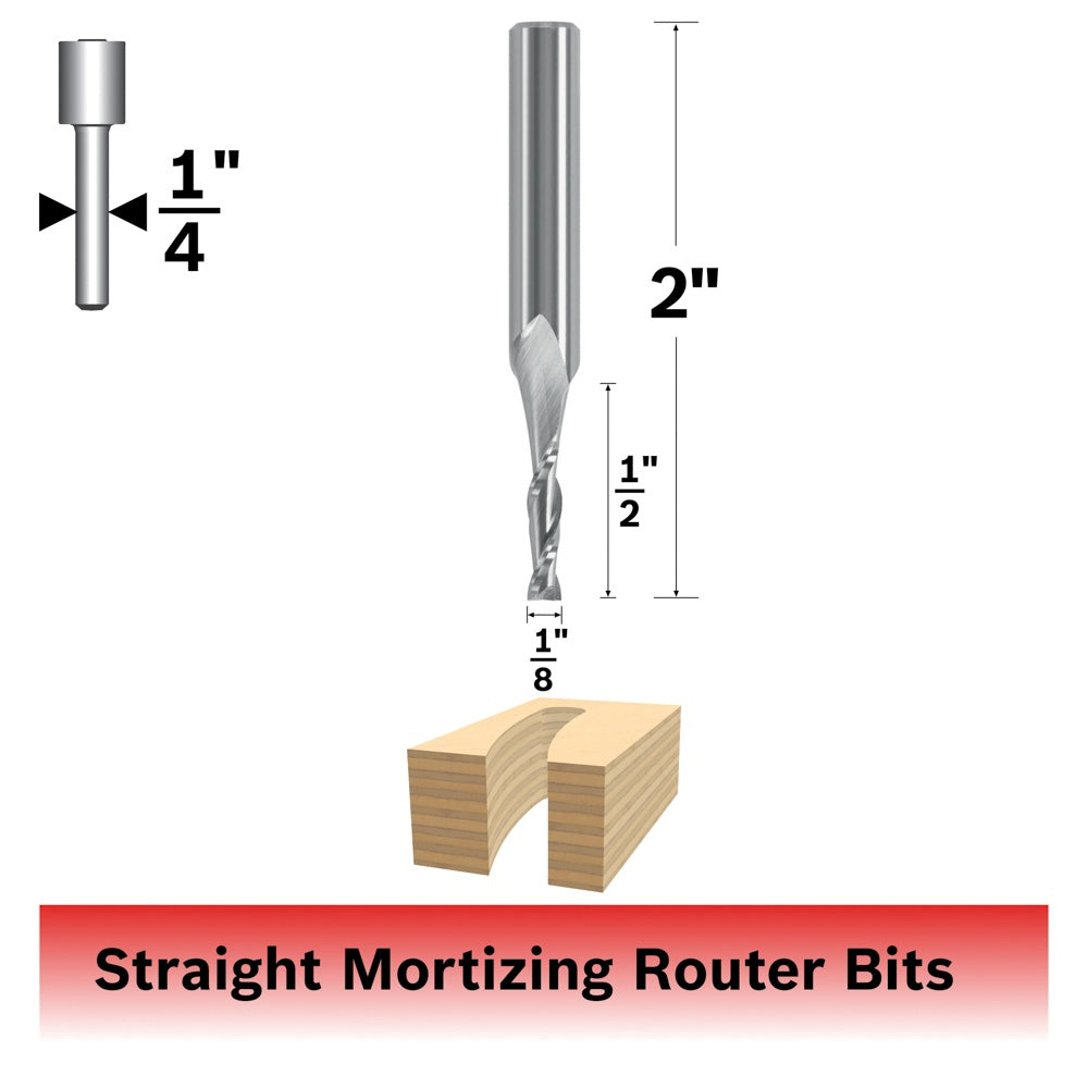 Bosch 1/8 x 1/2 in. Solid Carbide Double-Flute Upcut Spiral Router Bit