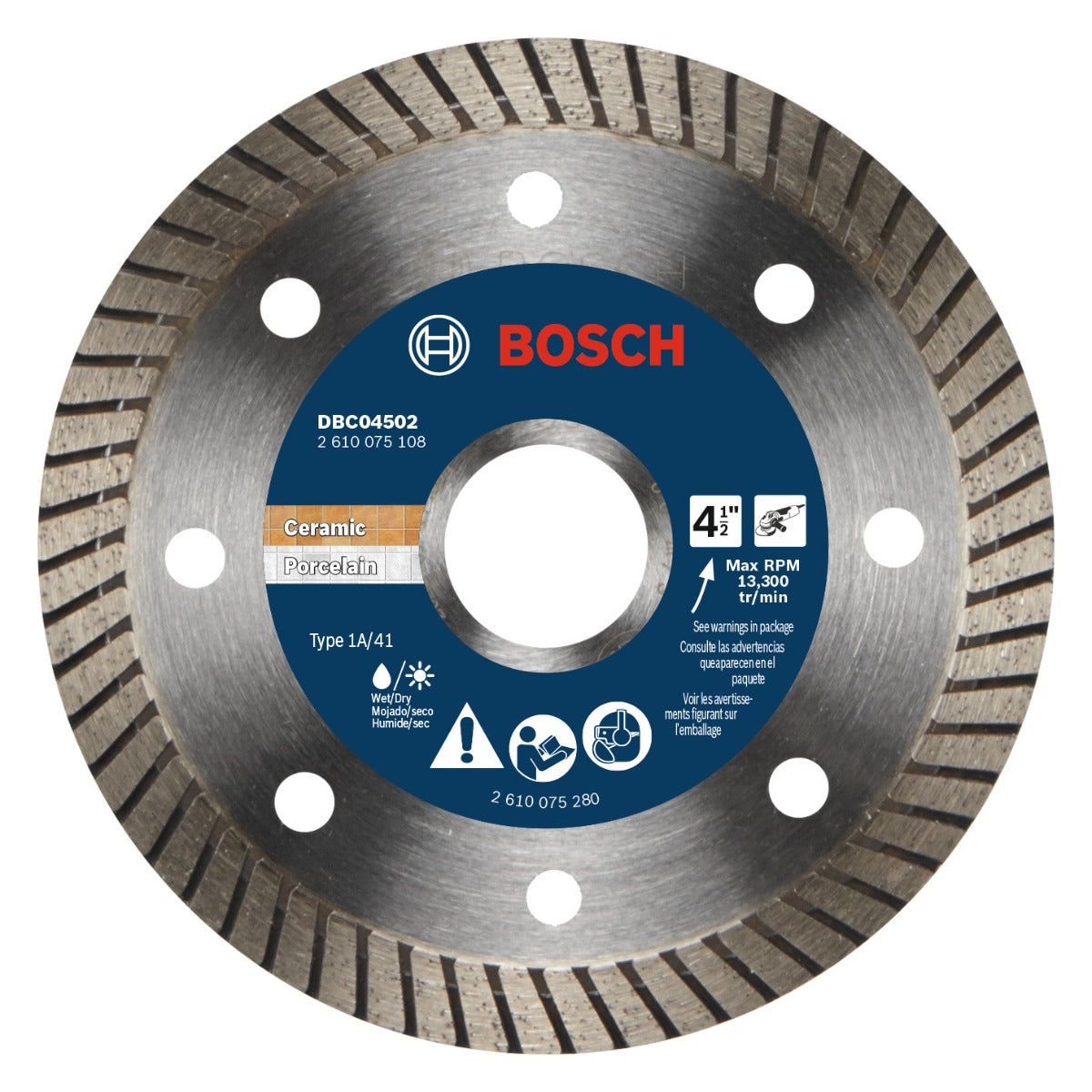 Bosch 4-1/2" Specialized Turbo Rim Diamond Blade for Porcelain DBC04502