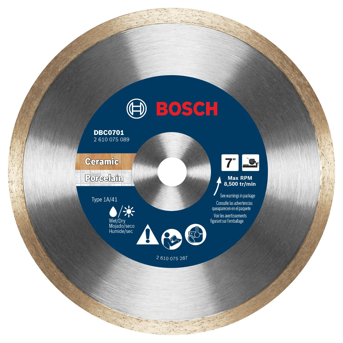 Bosch 7" Continuous Rim Diamond Wheel for Precise Cuts DBC0701